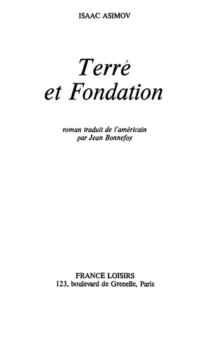 Terre et fondation (French language, 1987, France loisirs)