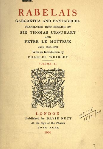 François Rabelais: Gargantua and Pantagruel (1900, D. Nutt)