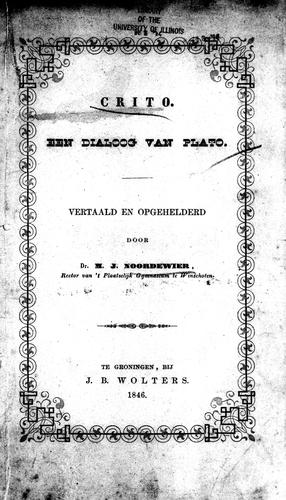 Plato: Crito (Dutch language, 1846, J.B. Wolters)