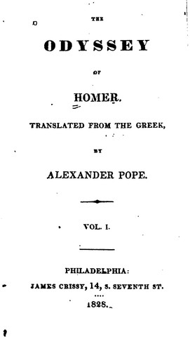 , Alexander Pope: The Odyssey of Homer (1828, James Crissy)