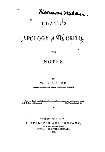 Πλάτων: Plato's Apology and Crito (1867, D. Appleton and Company)