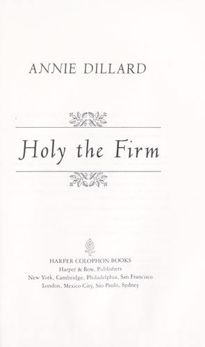 Annie Dillard: Holy the Firm (Paperback, 1984, HarperCollins Publishers)