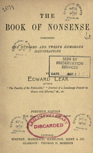 Edward Lear: The book of nonsense (1900, Simpkin, Marshall, Hamilton, Kent)