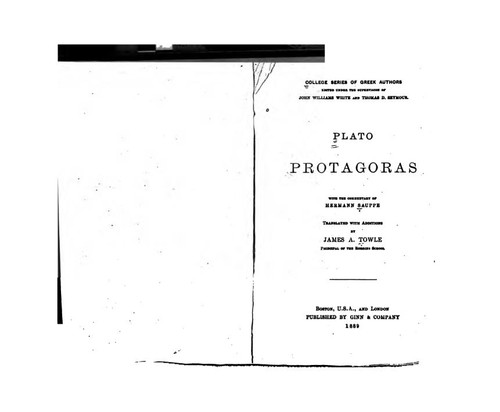 Plato: Protagoras (1889, Ginn & Company)