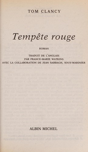 Tempête rouge (French language, 1987, Albin Michel)