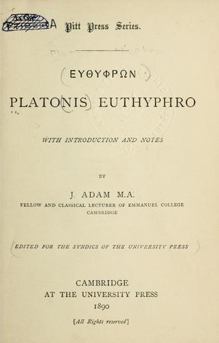 Plato: Euthyphron. (Greek language, 1890, University Press)