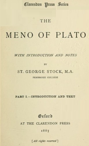 Plato: Meno (Ancient Greek language, 1887, Clarendon Press)