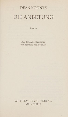 Die Anbetung (German language, 2007, Heyne)