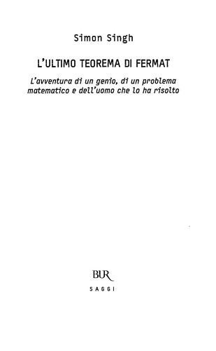 L'ultimo teorema di Fermat (Italian language, 1999, Rizzoli)