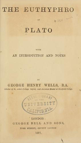 Plato: The Euthyphro of Plato (1881, G. Bell and sons)