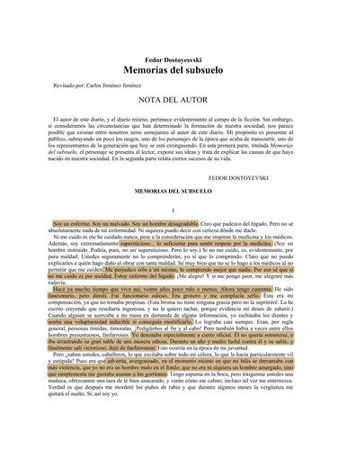 Memorias del subsuelo (Spanish language, 2010, Letra Libre)