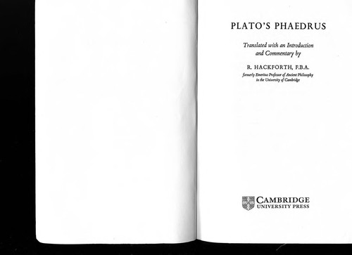 Plato: Plato's Phaedrus. (Hardcover, 1972, University Press)