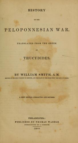 Thucydides: History of the Peloponnesian War (1840, T. Wardle)