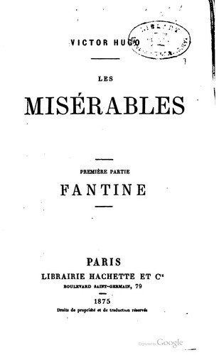 Les Misérables (French language, 1875, Hachette et cie)