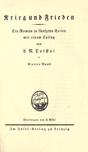 Lev Nikolaevič Tolstoy: Krieg und Frieden (German language, 1922, Insel-Verlag)