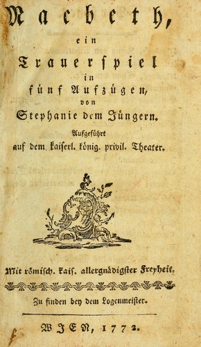 William Shakespeare: Macbeth (German language, 1772, [s.n.])