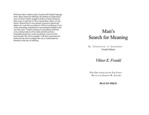 Man's Search for Meaning (Hardcover, 2001, Beacon Press)